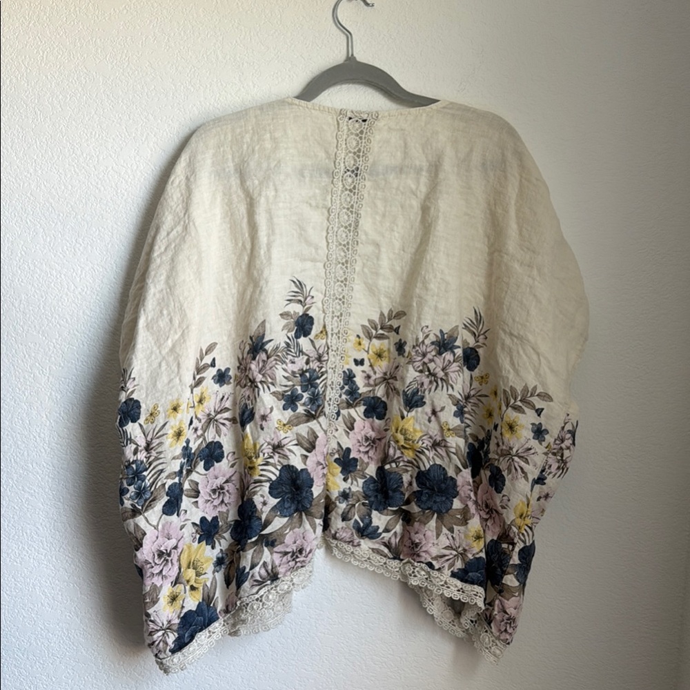 Cream and Blue Floral Embroidered Cardigan Sweater - Picture 8 of 16
